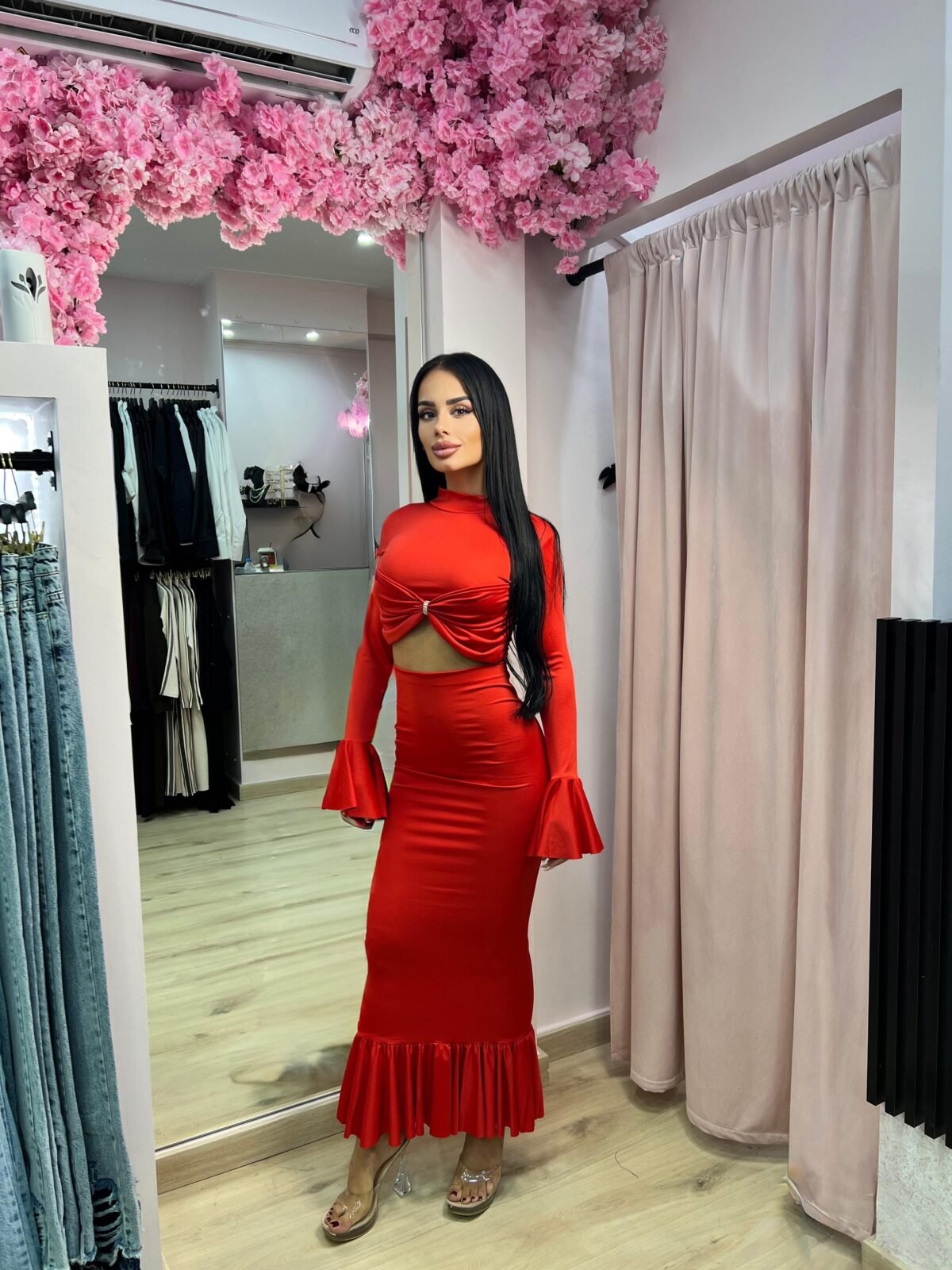 ΣΕΤ MIDI ΦΟΥΣΤΑ ΜΕ ΤΟΠ — ΚΟΚΚΙΝΟ